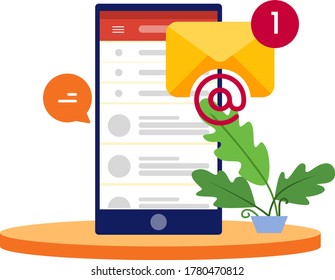 Email mobile notification vector illustration