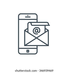 Email and mobile phone icon suitable for info graphics, websites and print media and  interfaces. Line vector icon.