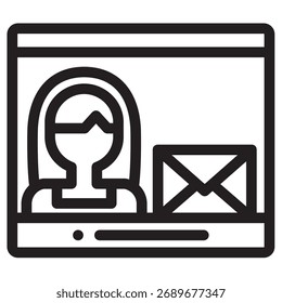 Email Icono de Vector moderno: Plantilla de símbolos de ilustración mínima para el diseño de interfaz de usuario de App móvil de Web