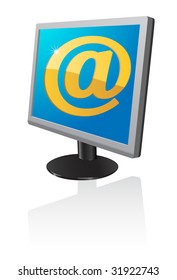 Email in monitor. A vector. Without mesh.
