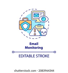Email monitoring concept icon. Tracking messages for work safety control. Employee monitoring abstract idea thin line illustration. Vector isolated outline color drawing. Editable stroke