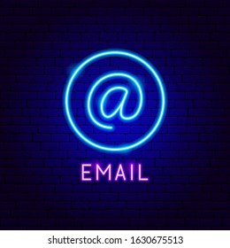 Email Neon Label. Vector Illustration of Business Promotion.