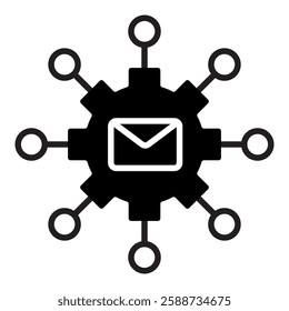 Email Network and Digital Communication Icon. Online Messaging, Business Collaboration, and Email Integration. Vector Editable Stroke and Colors.