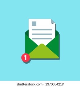 Email new message concept. Incoming message, sms.  Envelope, letter. Delivery of messages, sms. Mail notification sending messages.
