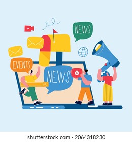 E-mail news, subscription, promotion flat vector illustration design. Online news, news update, information about events, activities, company information and announcements