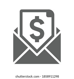Email newsletter icon. Gray color vector