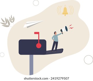 Email newsletter notification, marketing communication or subscription message alert, subscribe to receive notification message concept,flat vector illustration.