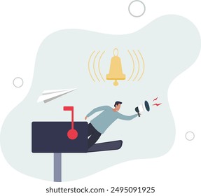 Email newsletter notification, marketing communication or subscription message alert, subscribe to receive notification message concept,flat design.illustration with people.