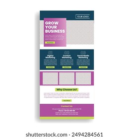 email newsletter template for corporate business web page ui interface layout design suitable for corporate email marketing promotional or newspaper template design 
