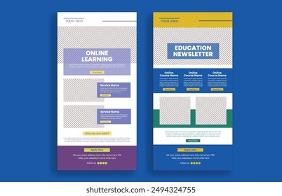 email newsletter templates for Education, study abroad and online learning websites UI interface or header template , online school admission website landing page design bundle