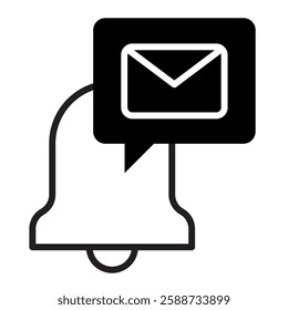 Email Notification and Alert Icon. Message Reminder, Communication Updates, and Instant Messaging. Vector Editable Stroke and Colors.