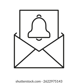 Email Notification Alert Line Icon. New Message And Communication Reminder Outline Symbol. Digital Communication And Inbox Management. Editable Stroke. Isolated Vector Illustration.