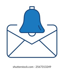 Email Notification Blue Icon. Digital Marketing Icon Editable Stroke Vector Illustration