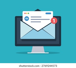 Email Notification Concept Inbox Message Alert Computer Vector