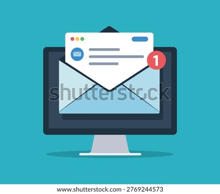 Email Notification Concept Inbox Message Alert Computer Vector