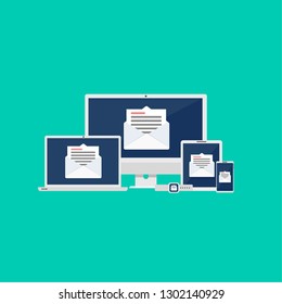 Email notification concept. New email on the laptop screen