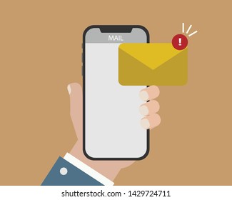 email notification concept. new email on the smartphone screen