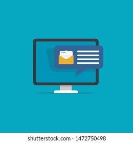 Email notification concept. New email on the computer screen