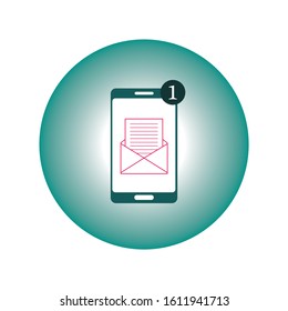 Email notification concept. New email on the smartphone screen. Vector illustration in flat style.