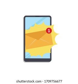 Concepto de notificación por correo electrónico. Nuevo correo electrónico en el smartphone 