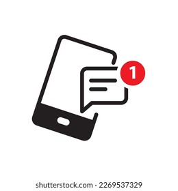 Email notification concept. New email on the smartphone screen. Vector illustration in flat style.