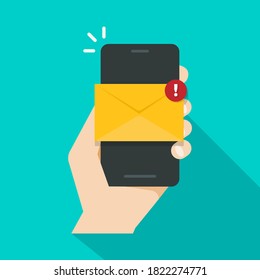 Email Notification Concept Unread Email Notification New Message Smartphone Screen Vector illustration.