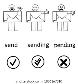 email notification with emoticon vector illustration