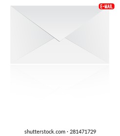 E-Mail Notification Envelope With Reflection Isolated On White