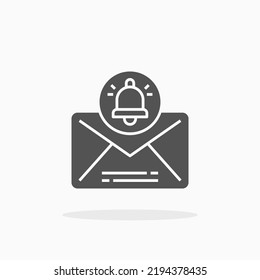 Icono de glifo Notificación de correo electrónico. Se puede usar para productos digitales, presentación, diseño de impresión y más.