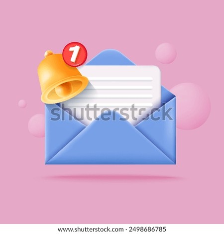 E-Mail notification icon with bell and popup icon