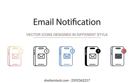 Email Notification icon design with white background stock illustration