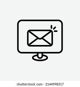 email notification icon, isolated communications outline icon in light grey background, perfect for website, blog,  logo, graphic design, social media, UI, mobile app, EPS 10 vector illustration