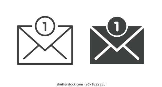 Icono de notificación por correo electrónico. Icono de línea y glifo sólido