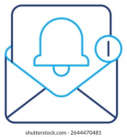 Email Notification icon represented by envelope, bell Dual Line style.