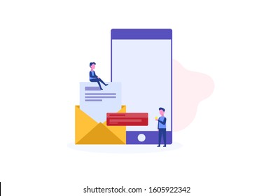 Email notification illustration concept for web landing page template, banner, flyer and presentation