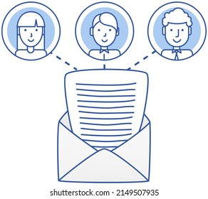 Email notification letter near user profile icons. App for chatting and mailing design template. Online communication via Internet. Virtual mailbox with digital letters. Accounts in social network