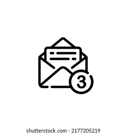 Icono de línea de notificación por correo electrónico. Icono de notificación de mensajes