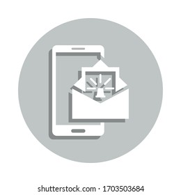 Notificación de correo electrónico, alerta de mensaje, notificación móvil, nuevo icono de insignia de correo electrónico. Simpleglyph, vector plano de iconos de seguridad de Internet para ui y ux, sitio web o aplicación móvil