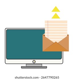 Email Notification on Computer Monitor Illustration