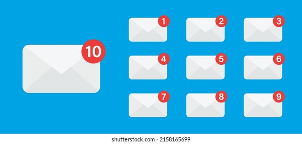 Email notification on envelope icon. Mail with new message, letter in flat. Illustration of email notice interface. Newsletter reminder of send sms, spam for mobile. Vector EPS10.