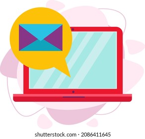 Email notification on the laptop screen concept. A letter arrived on the laptop. Vector illustration in a flat style.