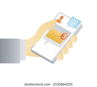 Email notification on phone of isometric style