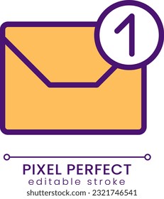 Email notification pixel perfect RGB color icon. Inbox letter. Communication channel. Business tools. Isolated vector illustration. Simple filled line drawing. Editable stroke. Poppins font used