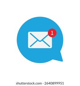 Email notification speech bubble icon vector design template, Concept of you've got mail and full inbox