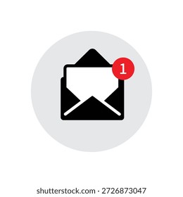 Plantilla de diseño del Vector del icono de la burbuja del discurso de la notificación del email, concepto de que usted tiene correo y bandeja de entrada completa