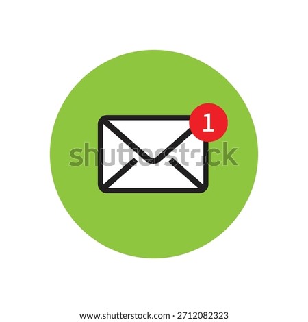 Email notification speech green bubble icon vector design template, Concept of you've got mail and full inbox