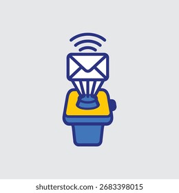 Símbolo de notificación por correo electrónico con ondas de señal inalámbricas