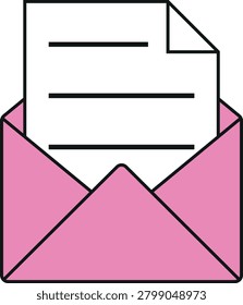 Email notification vector icon. Mail box old computer or phone alert message. Newsletter nostalgic interface vintage pink outline design. Retro UI UX user software letter design element