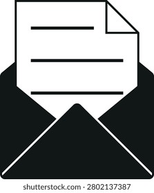Email notification vector icon. Mail box old computer or phone alert message. Newsletter nostalgic interface vintage black outline design. Retro UI UX user software letter design element