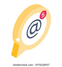Email notification vector in modern isometric style 